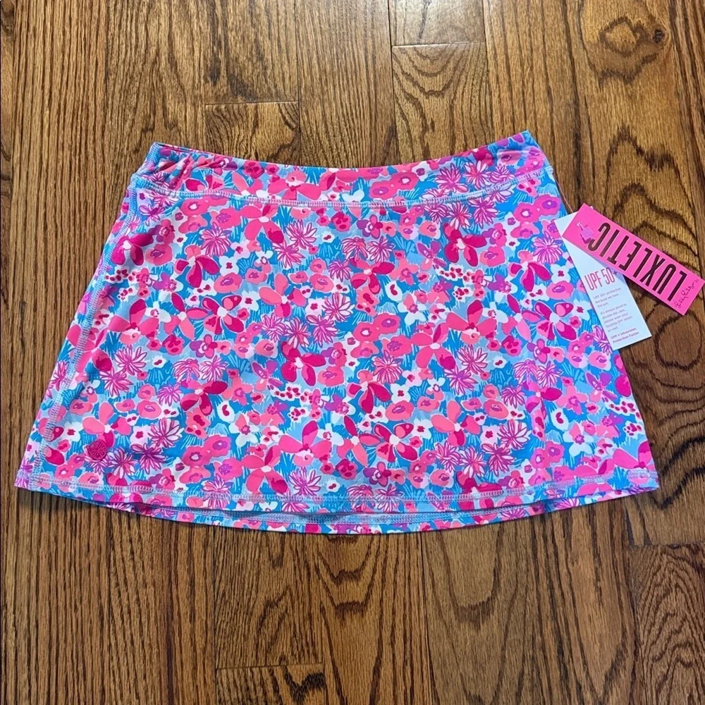 Lilly Pulitzer girls mini Aila skort UPF 50+ in aura pink baby bloomer XL NWT